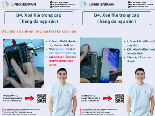 Các bước thực hiện khi dùng Cáp fix camera trước Luban iPhone 16 Pro Max