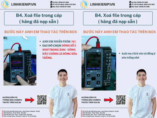 Các bước thực hiện khi dùng Cáp fix camera trước Luban iPhone 16 Pro Max