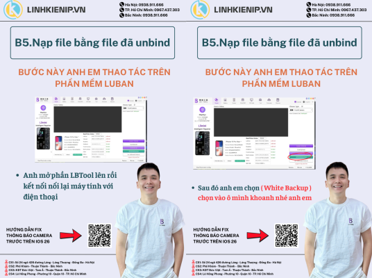 Các bước thực hiện khi dùng Cáp fix camera trước Luban iPhone 16 Pro Max