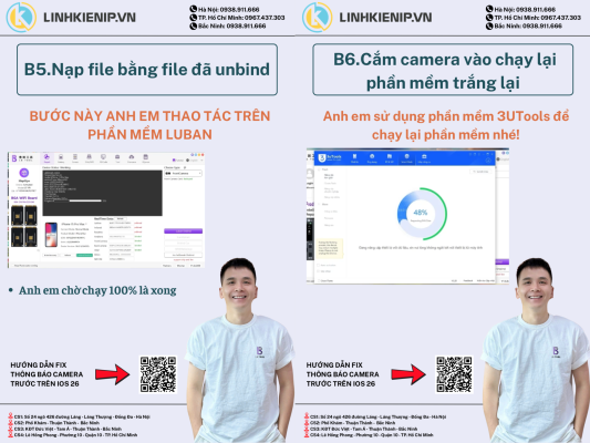 Các bước thực hiện khi dùng Cáp fix camera trước Luban iPhone 16 Pro Max
