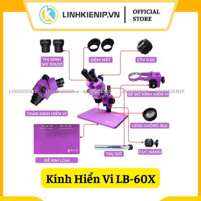 Kính Hiển Vi Luban - 60X Có Chân Đế Lớn - Zoom 6~60X
